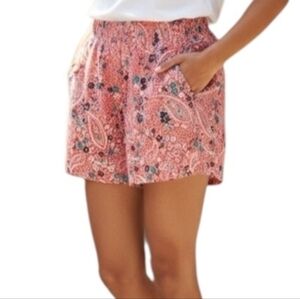 Time and Tru Coral Paisley Print Pull On Shorts
